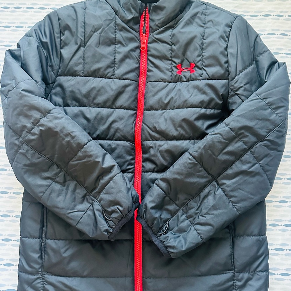 Under Armour Black Puffer Jacket with Red Trim